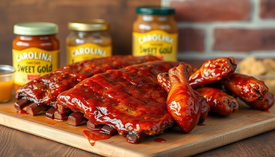 Succulent ribs and wings with Carolina Sweet Gold Sauce.