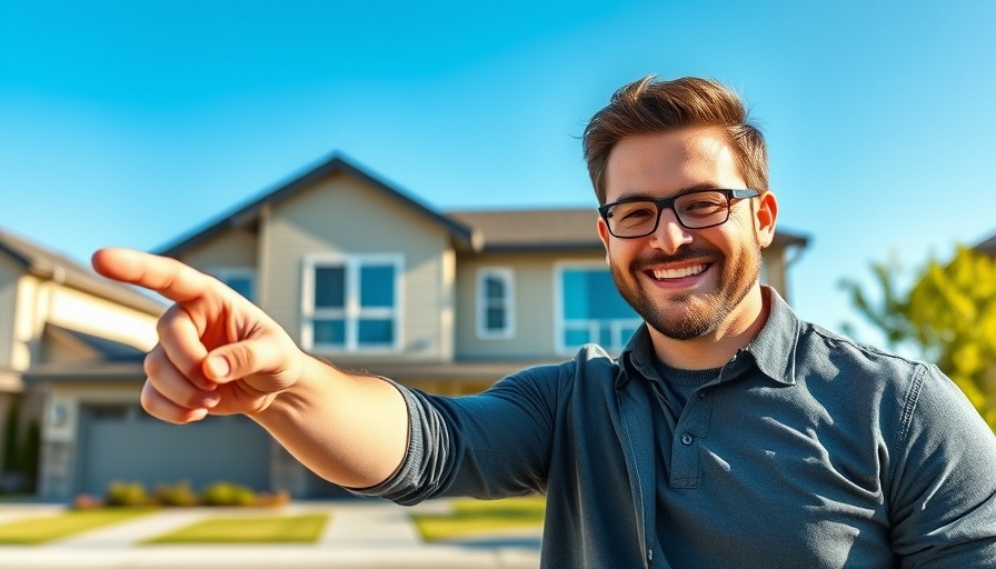 Confident man smiling in front of a modern suburban house, Making $60K Per Month in Real Estate.