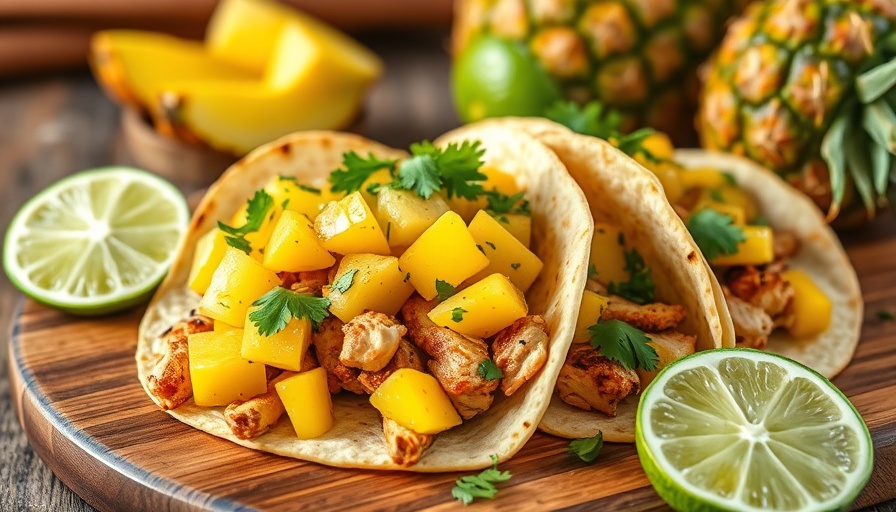 Grilled tacos with fruity salsa for spring grilling recipes.
