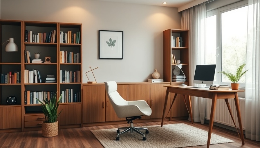 Jill MacNair home renovation office with bookshelf and chair.