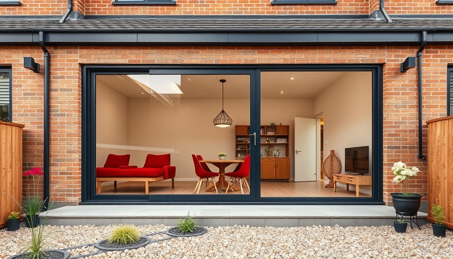 Modern extension for old townhome in Lisbon with large glass door and minimalist interior.
