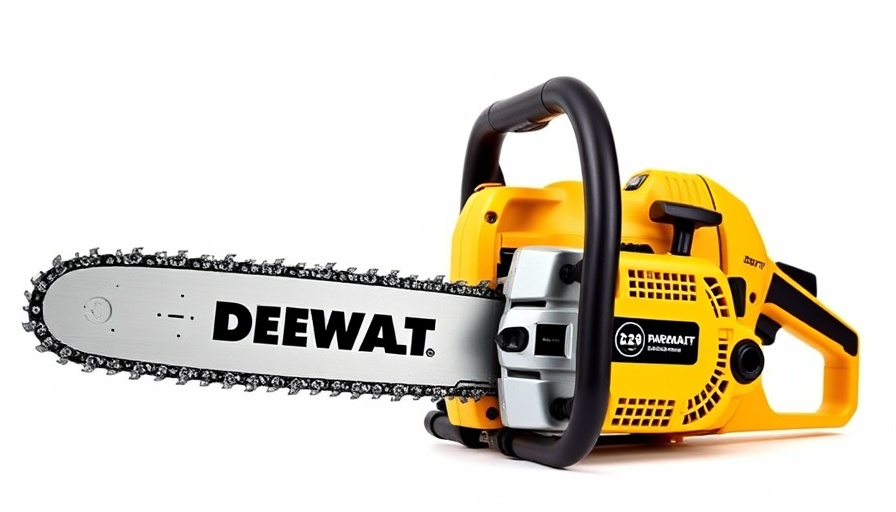 New DEWALT equipment featuring a 12-inch chainsaw.