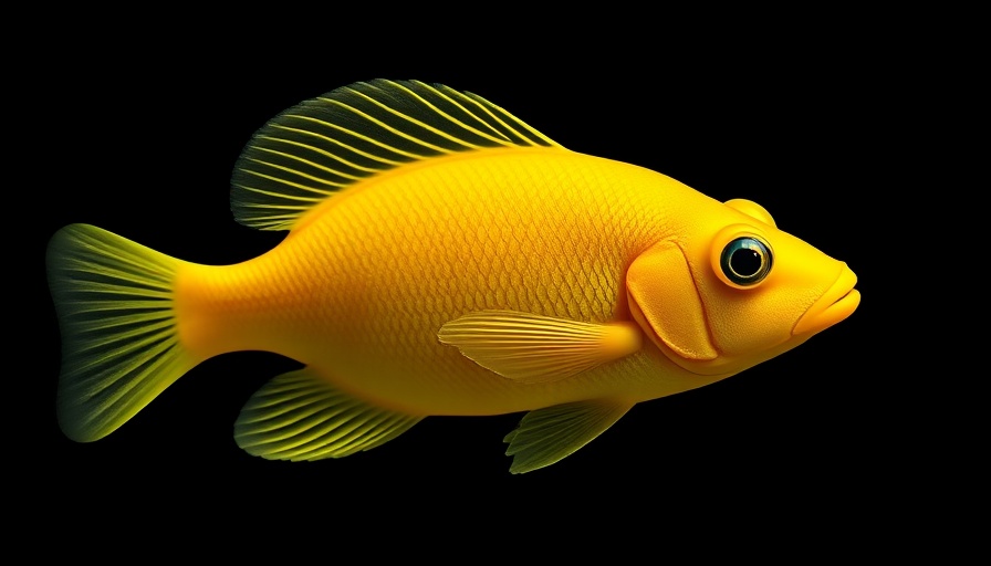 Vibrant yellow Three Spot Rabbit Fish with black spots, isolated on black background.