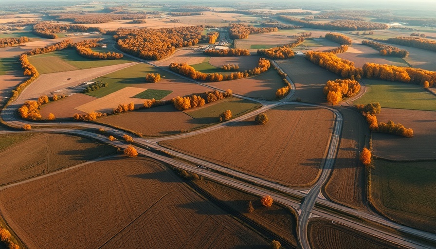 Aerial view of farmland illustrating emerging trends in land acquisition.