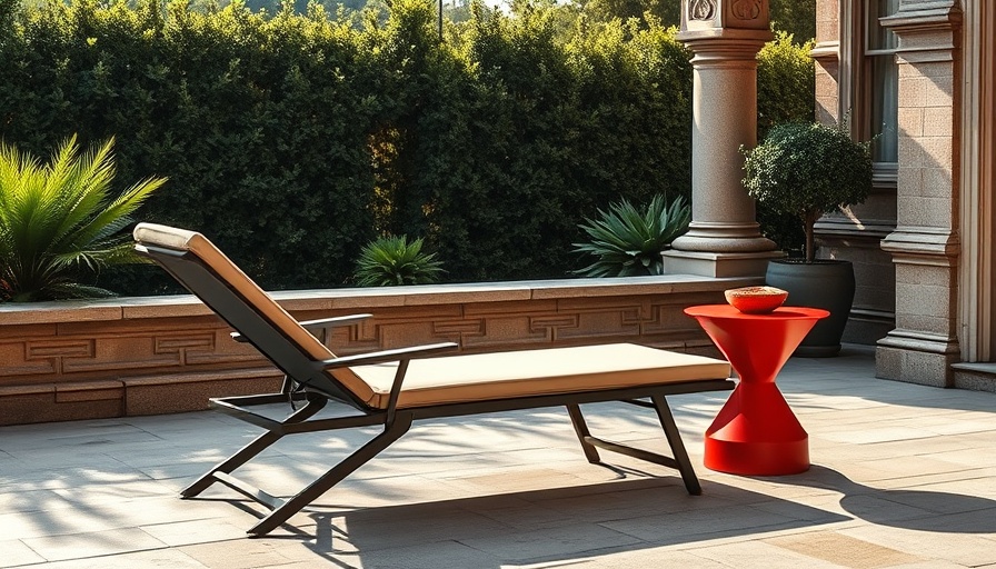 Luxurious Italian collapsible furniture on a stone terrace.