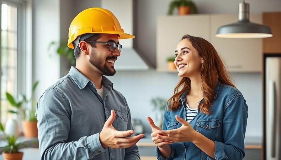 Two people discussing kitchen remodel budget tips in a modern kitchen.