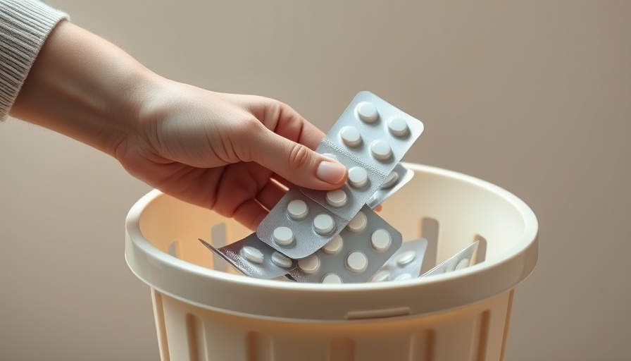 Medication blister packs being discarded into waste basket.