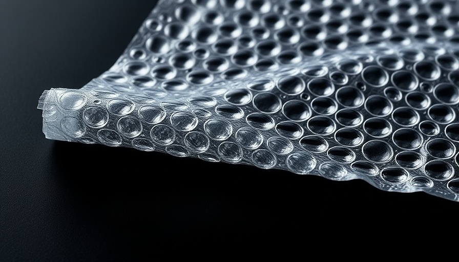 Close-up view of bubble wrap on black surface, highlighting texture.