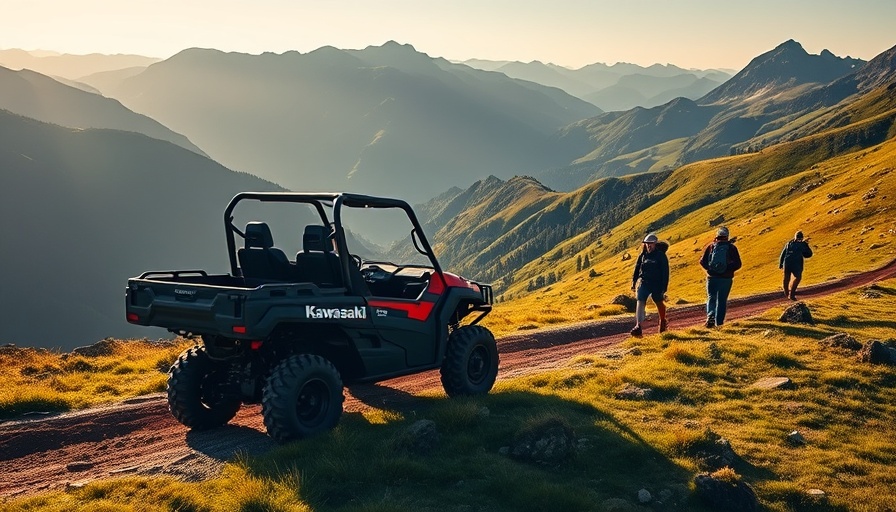 Kawasaki Ridge Crew UTV in scenic mountain landscape