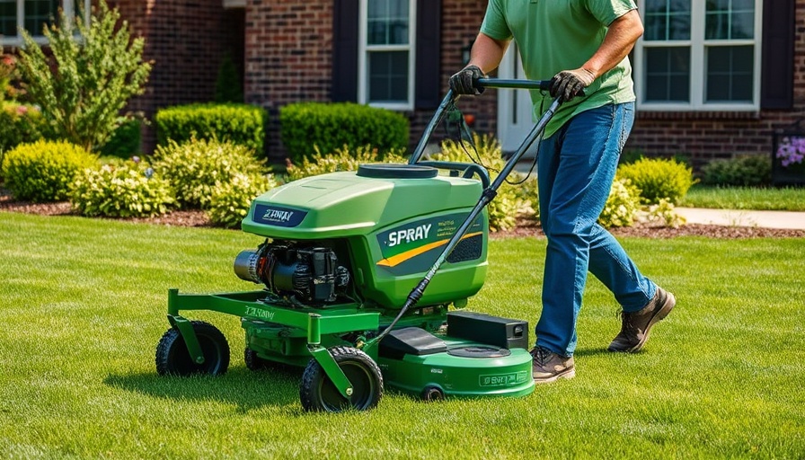 Landscaper using Z Turf Equipment Z-Spray LTS on a green lawn.