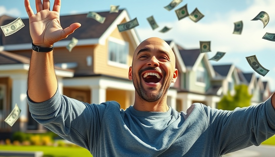 Enthusiastic man celebrating rental property financing success.