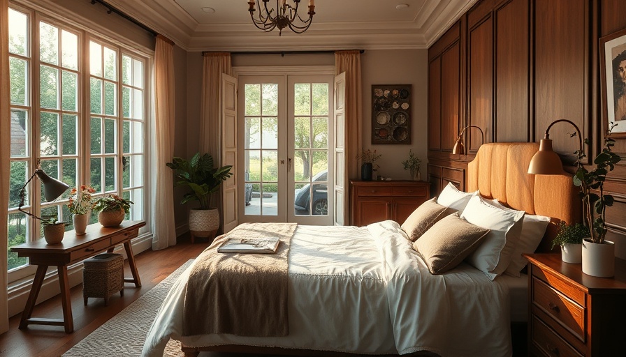 Cozy bedroom in a brownstone renovation with natural light and garden view.