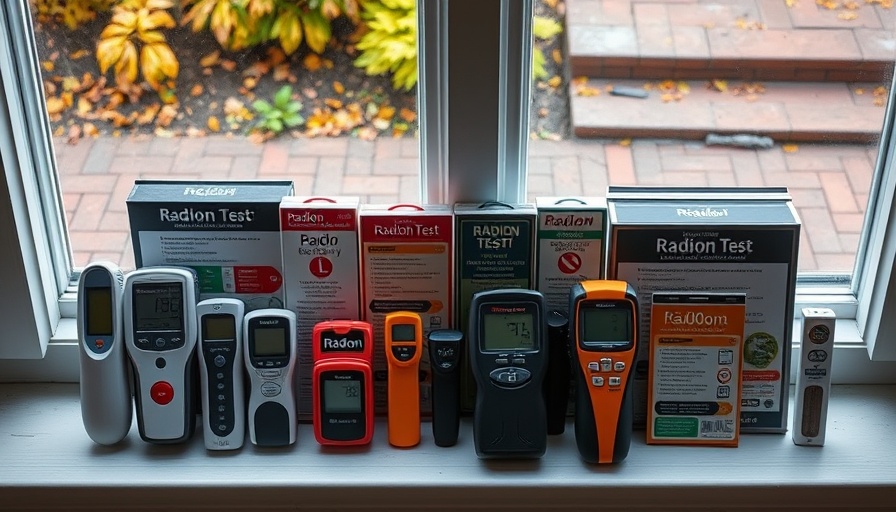 Assorted best radon test kits showcased on a windowsill.