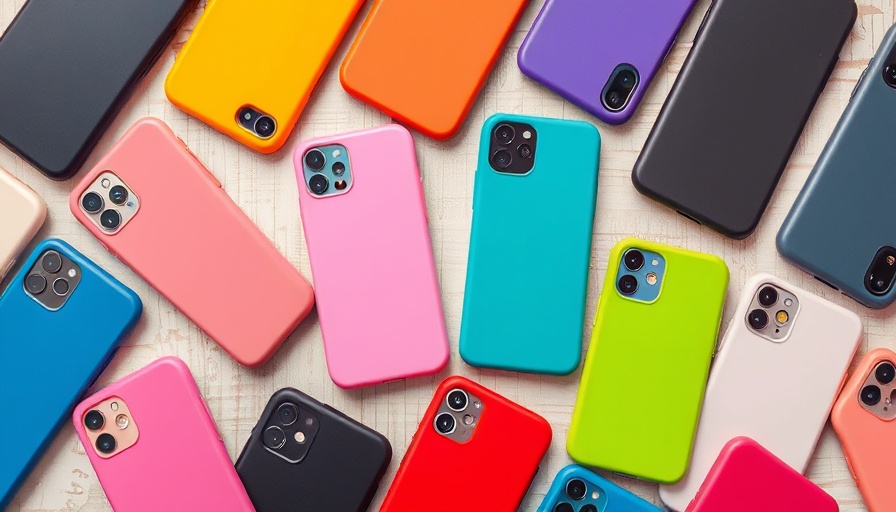 Colorful phone cases on wooden surface, 2025 phone case trends.