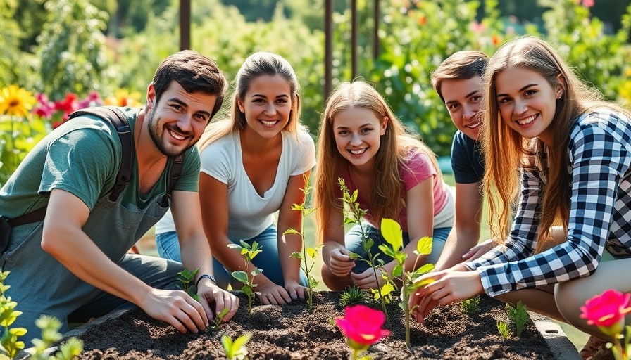 Young adults gardening, showcasing budget-friendly garden maintenance tips.