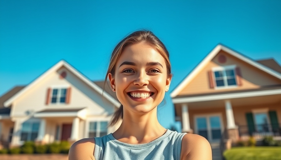 Asset protection strategies for homeowners, smiling woman in front of houses.
