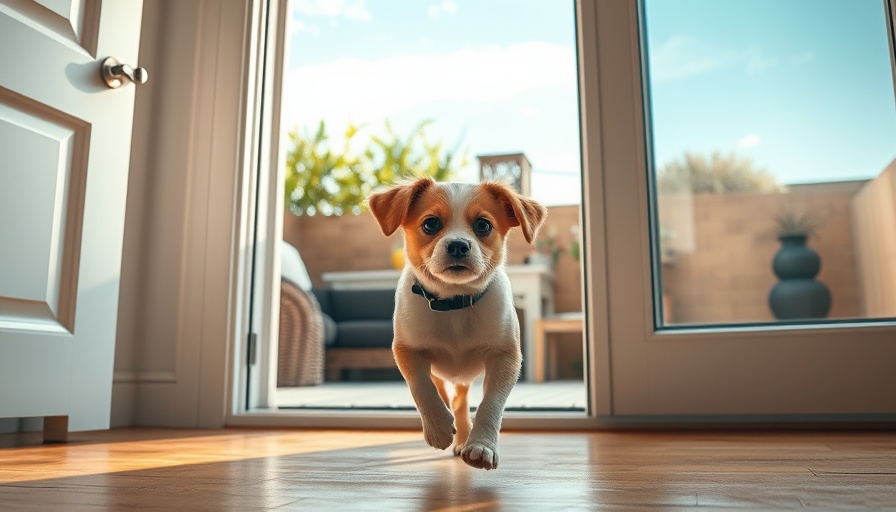 Small dog exiting through a doggy door, discussing safety of doggy doors.