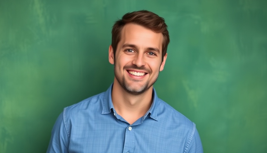 Smiling man in blue shirt against a green background, episode 641.