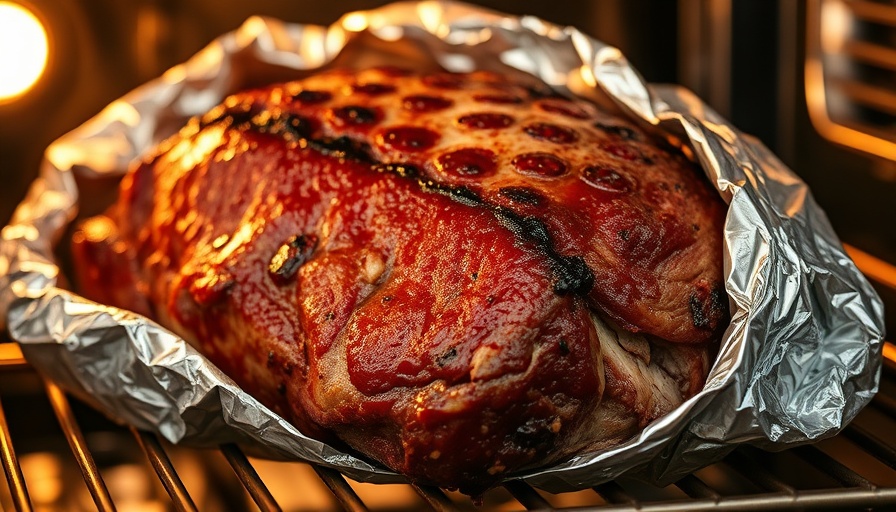 Smoked brisket in foil using the brisket boat cooking method.
