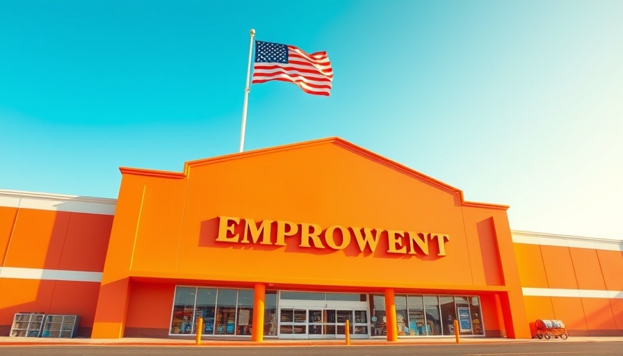 Home Depot storefront under a clear blue sky.