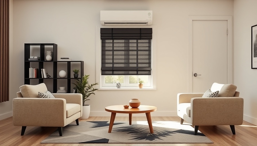 Modern room featuring U-shaped air conditioner by window