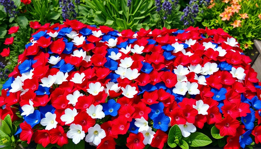 Colorful patriotic plants for the landscape in an American flag design.