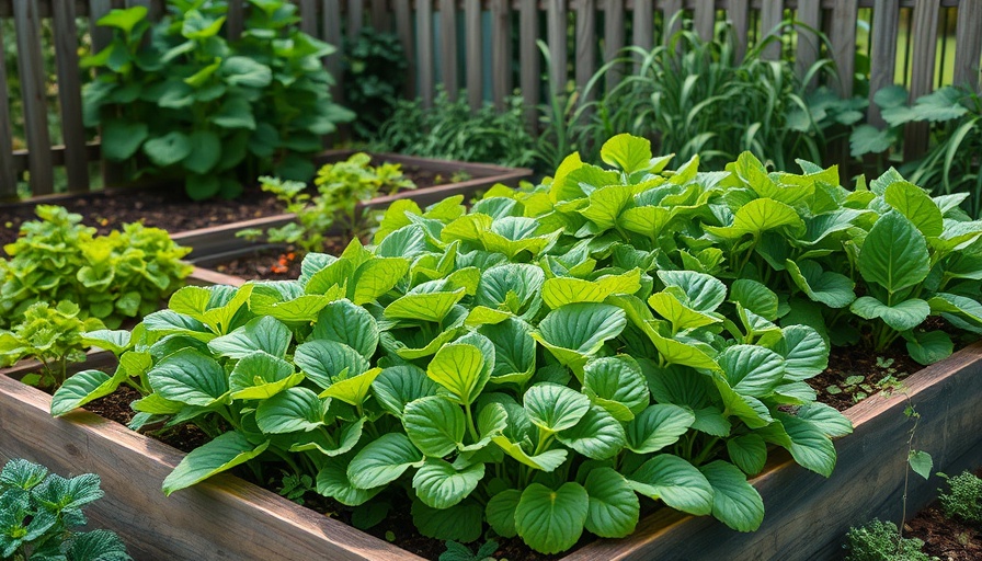 Healthy raised bed vegetable garden with vibrant greens thriving.