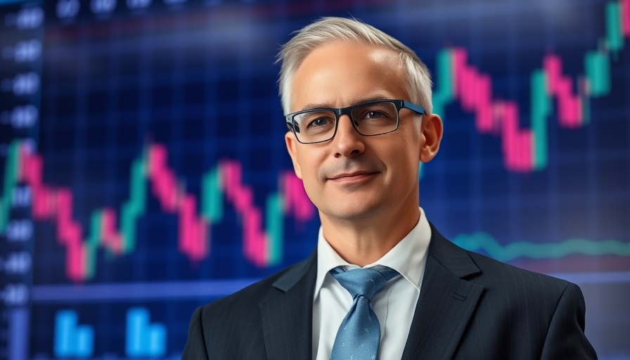 JPMorgan executive with financial chart background.