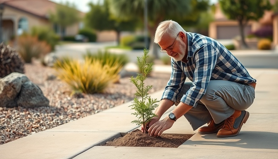 Project EverGreen urban green spaces volunteer planting tree in suburb.