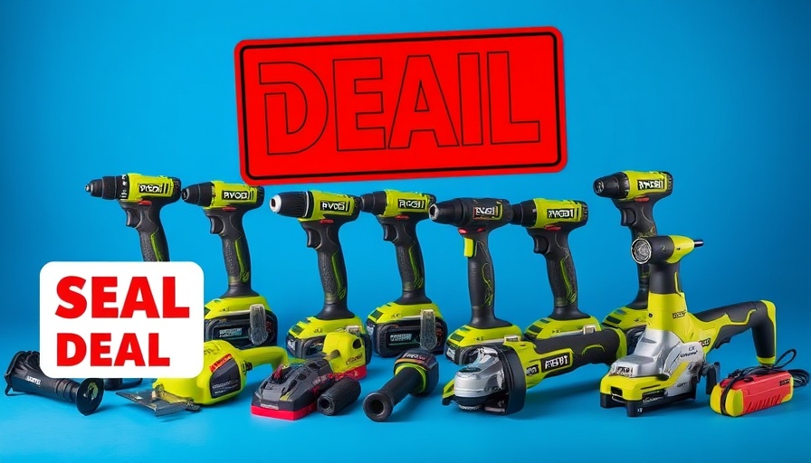 Free Ryobi Power Tools deal alert on a bright blue background.