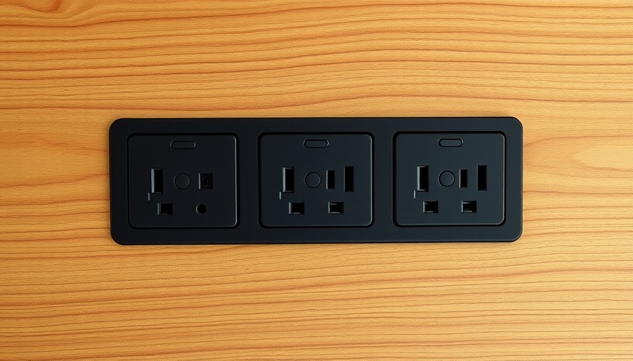 Sleek flush-mounted electrical outlets in wooden panel.