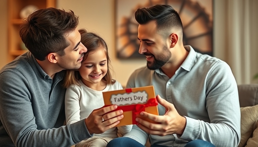 Heartfelt Father's Day gift moment in cozy living room with family.