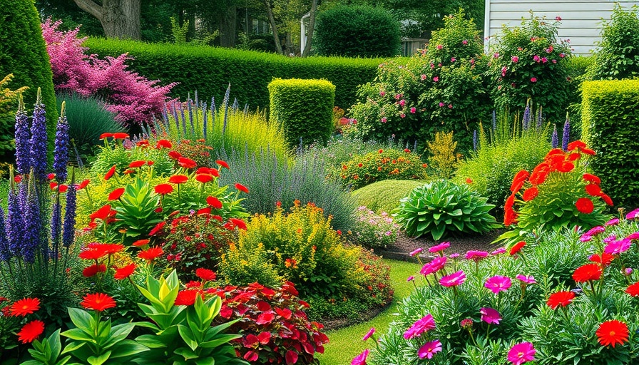Vibrant backyard garden showcasing a variety of outdoor plants.