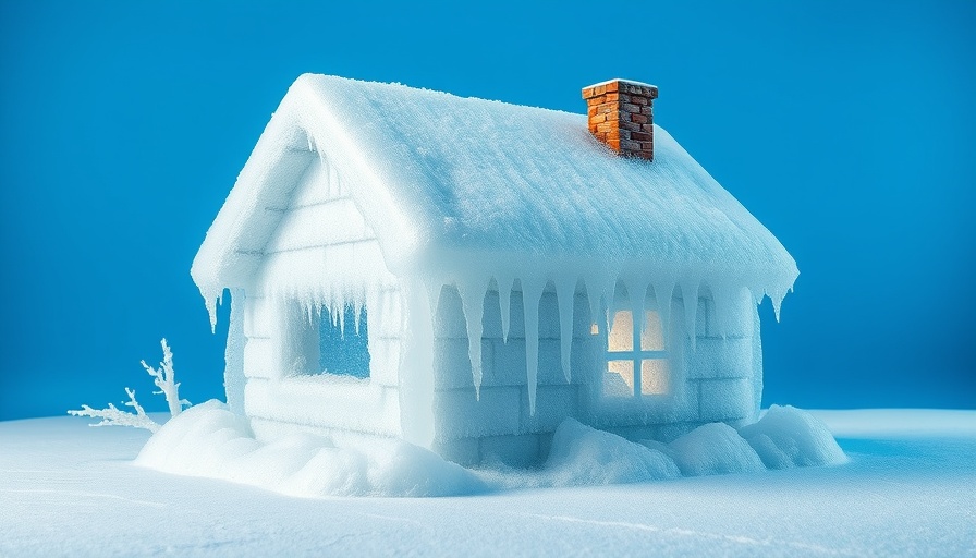 Illustration of a house encased in ice representing economical home cooling.
