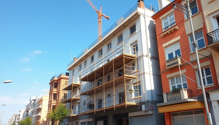 Scaffolding on residential building under clear sky, 2025 pricing.