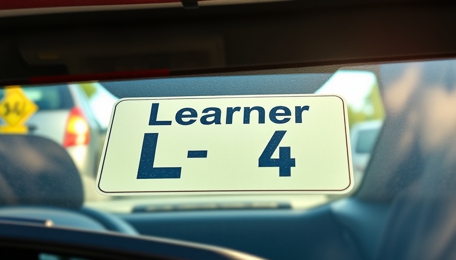 Close-up of L plates for learner drivers on car window.