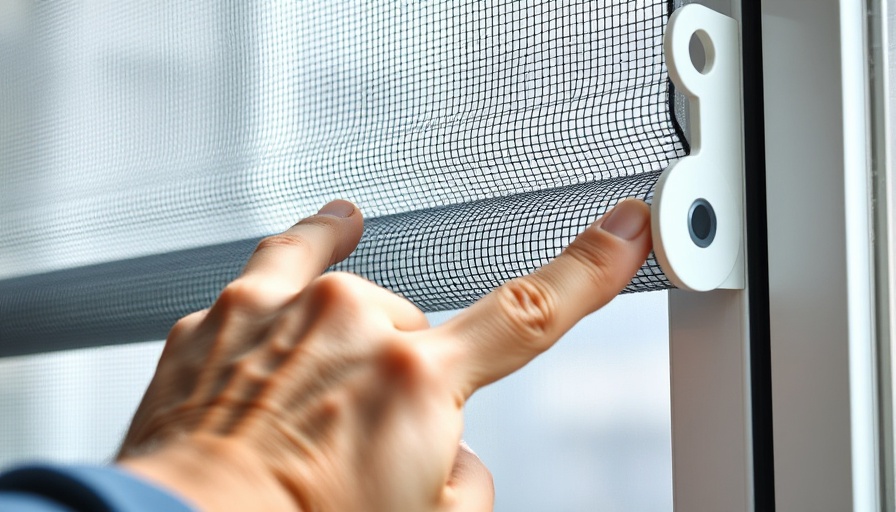 Close-up of hands replacing a window screen using a spline roller.
