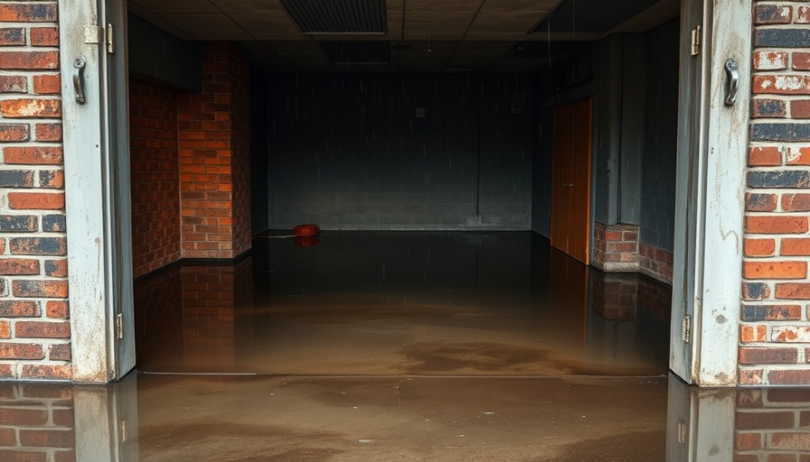 Basement with water entry after heavy rain.