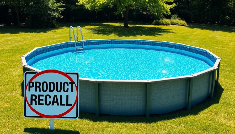 Above-ground pool product recall warning sign.