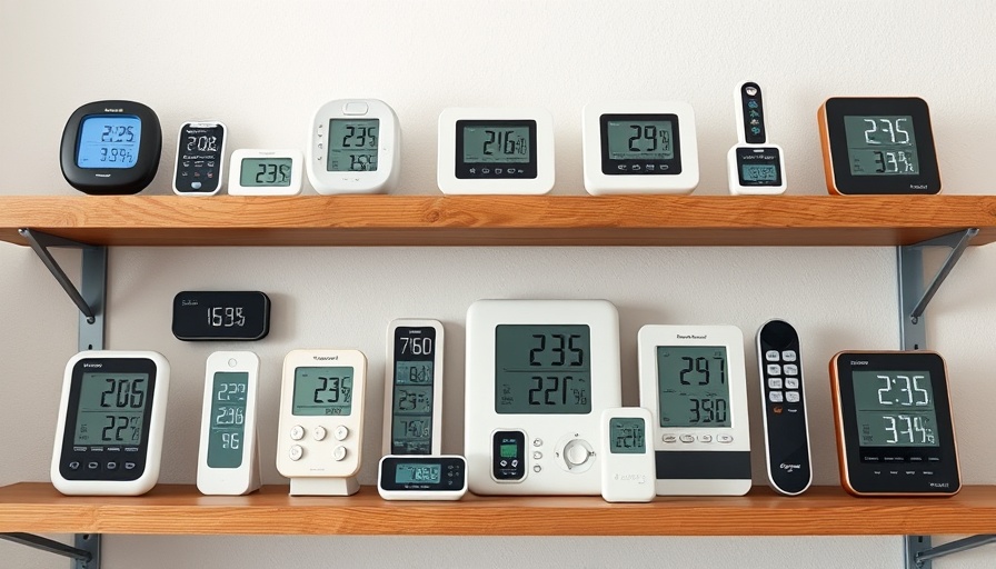Variety of digital thermometers indoors, showcasing best outdoor thermometers.
