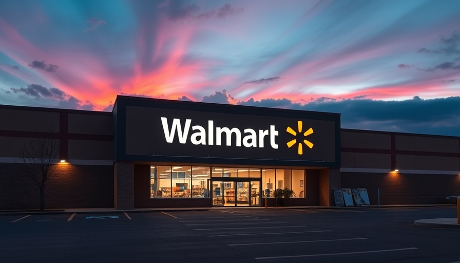 Walmart store at sunset highlighting patio furniture clearance