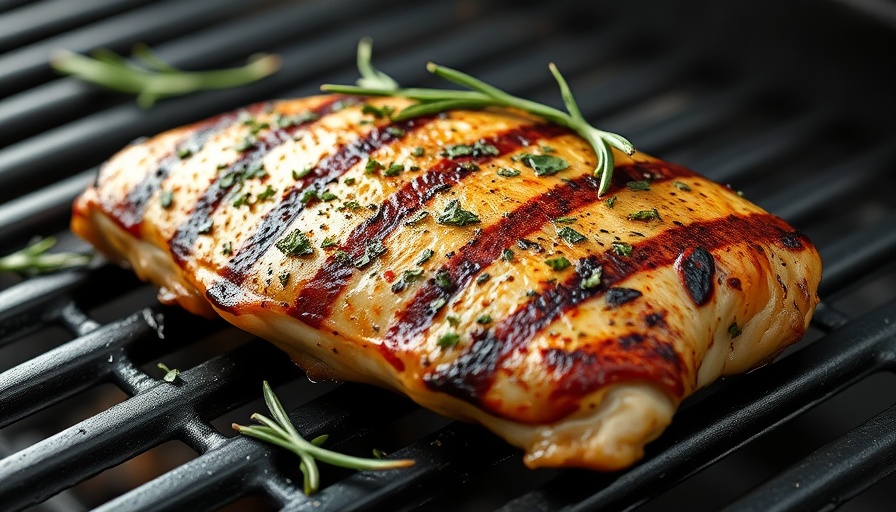 Moist grilled chicken breast with herbs and rosemary.