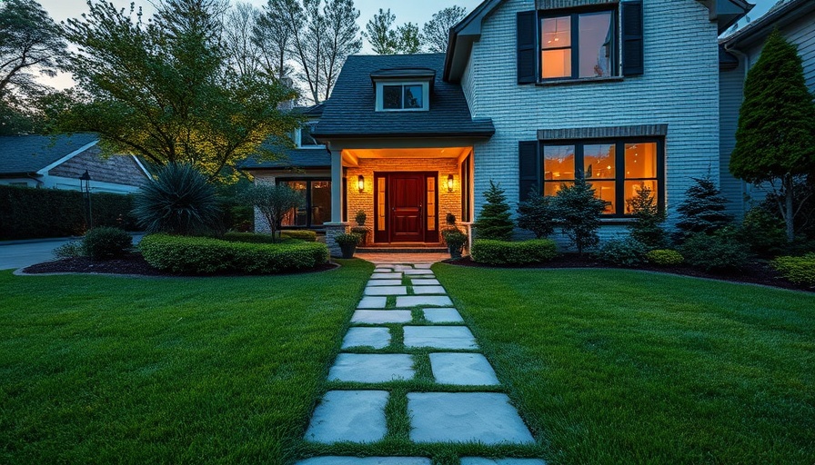 Modern landscaping with transforming utility equipment in suburban yard