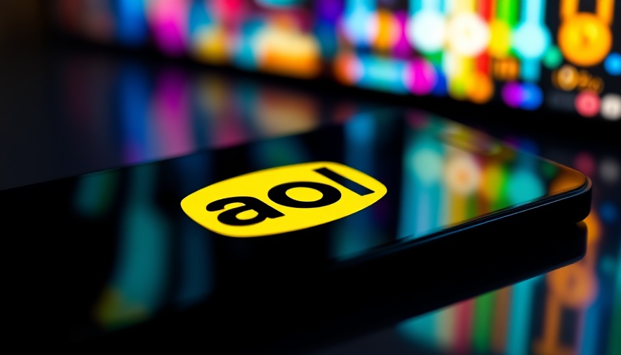 AOL logo on smartphone screen, blurred background