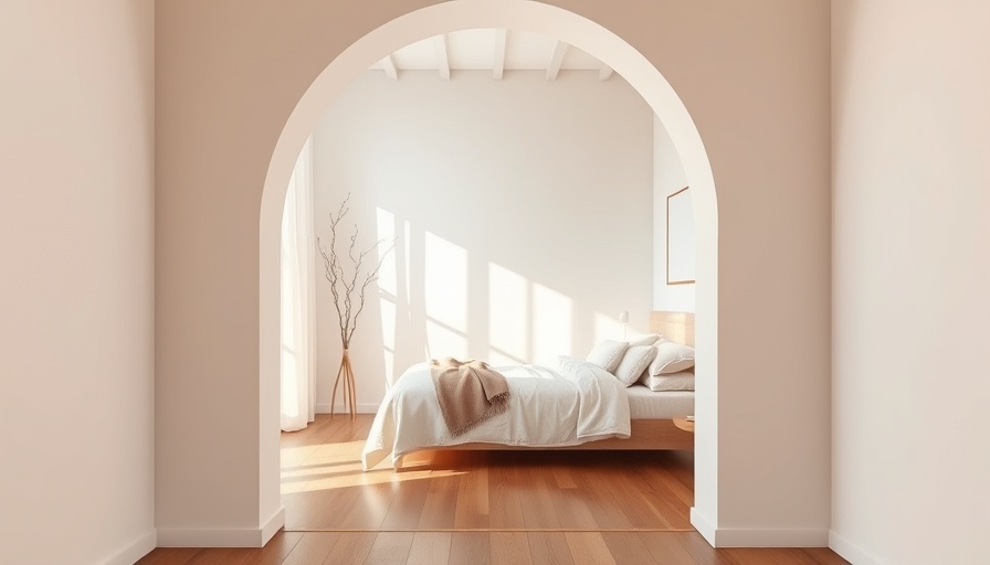 Inspired bedroom design from Hotel Lilou with elegant archway and serene decor.