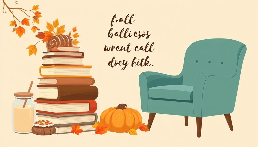 Cozy autumn-themed illustration with fall elements and nesting quote