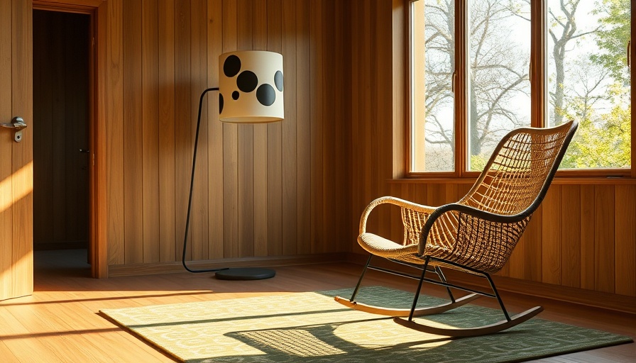 Sunlit cozy room with a Noguchi lamp and rocking chair.