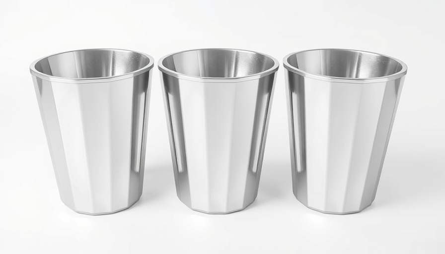Sleek metallic waste baskets under $70 with angular design.