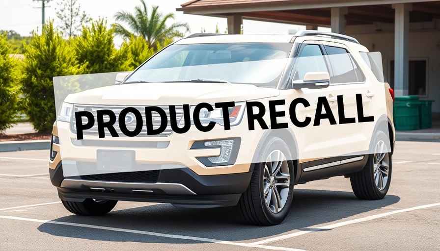 Ford SUV with 'Product Recall' sign - recall affects over 1 million cars.