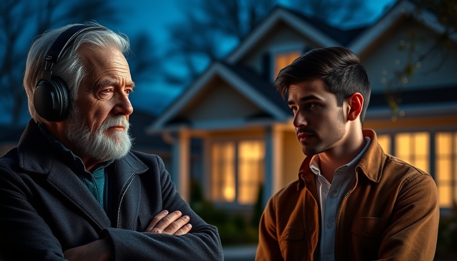 Two men discussing Ray Dalio real estate warning in front of a house.